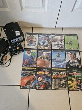 Nintendo GameCube Console Bundle with Black Controller W/ 12 Games